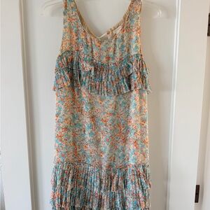J. Crew Floral Smocked Sundress in Aqua and Coral